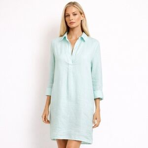 VINEYARD VINES Linen popover cover up dress mint small